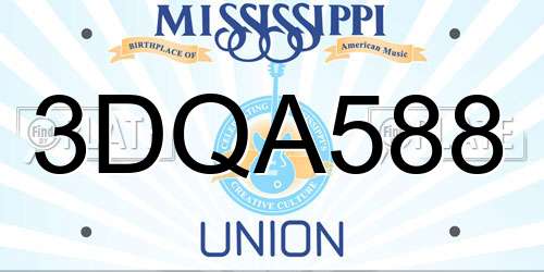 3DQA588 Mississippi License Plate