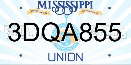 3DQA855 Mississippi License Plate