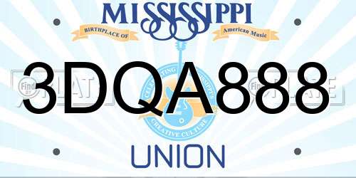 3DQA888 Mississippi License Plate