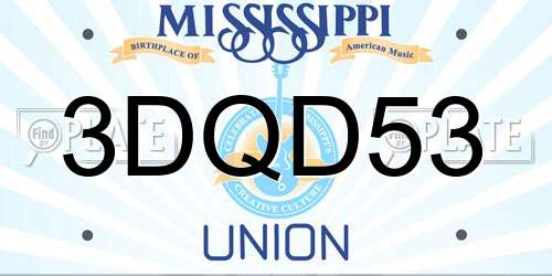 3DQD53 Mississippi License Plate