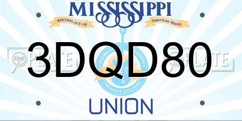 3DQD80 Mississippi License Plate