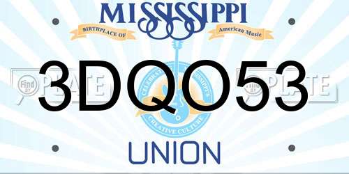 3DQO53 Mississippi License Plate
