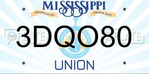 3DQO80 Mississippi License Plate