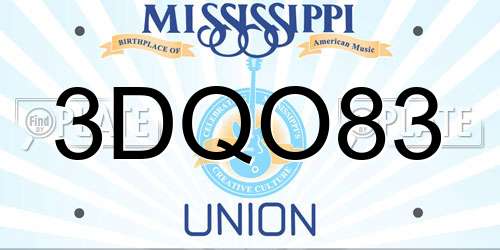 3DQO83 Mississippi License Plate