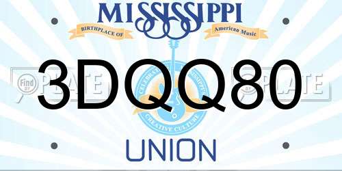 3DQQ80 Mississippi License Plate