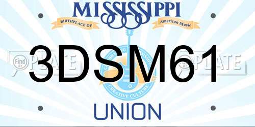 3DSM61 Mississippi License Plate
