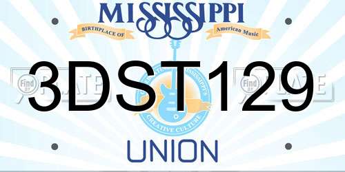 3DST129 Mississippi License Plate