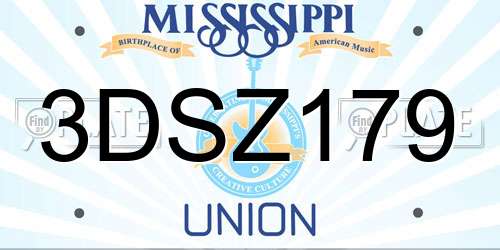3DSZ179 Mississippi License Plate