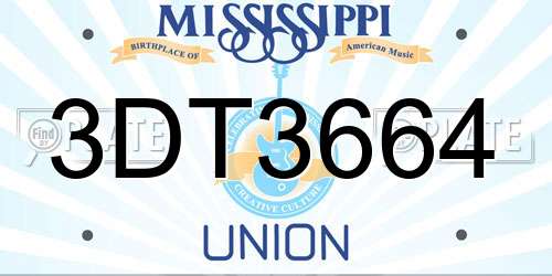 3DT3664 Mississippi License Plate