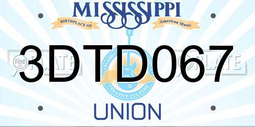3DTD067 Mississippi License Plate