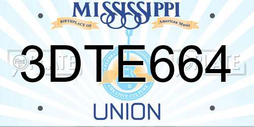 3DTE664 Mississippi License Plate