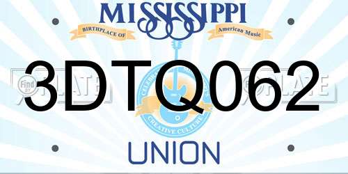 3DTQ062 Mississippi License Plate