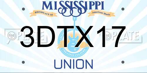 3DTX17 Mississippi License Plate