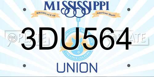 3DU564 Mississippi License Plate