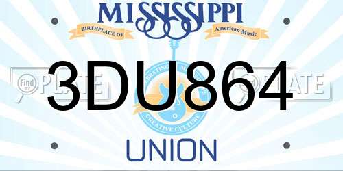 3DU864 Mississippi License Plate