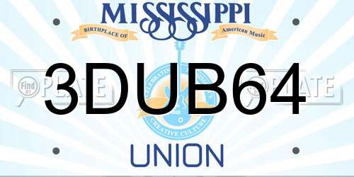 3DUB64 Mississippi License Plate