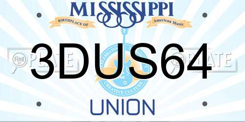 3DUS64 Mississippi License Plate