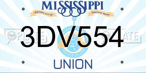 3DV554 Mississippi License Plate