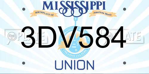 3DV584 Mississippi License Plate