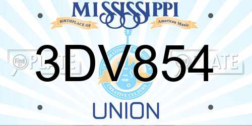 3DV854 Mississippi License Plate