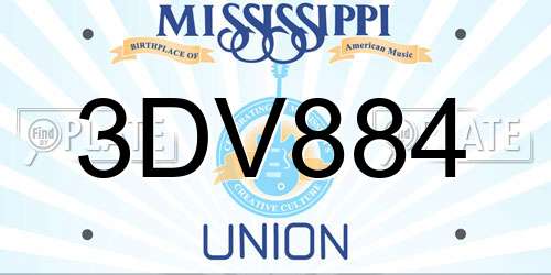 3DV884 Mississippi License Plate