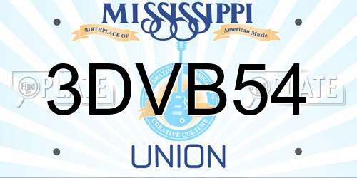 3DVB54 Mississippi License Plate