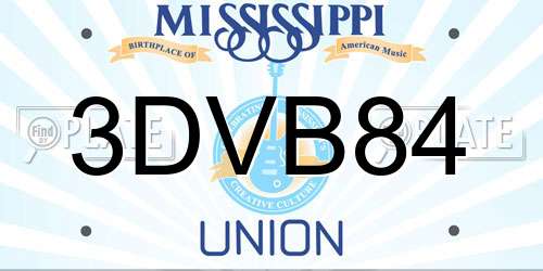 3DVB84 Mississippi License Plate