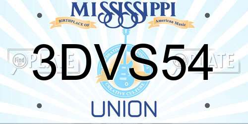 3DVS54 Mississippi License Plate