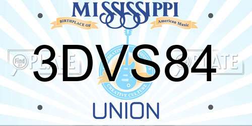 3DVS84 Mississippi License Plate