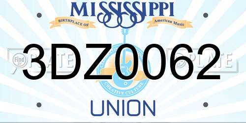 3DZ0062 Mississippi License Plate