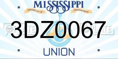 3DZ0067 Mississippi License Plate