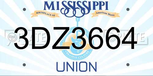 3DZ3664 Mississippi License Plate