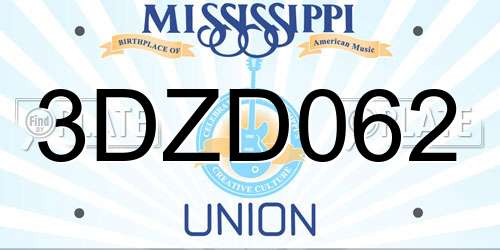 3DZD062 Mississippi License Plate