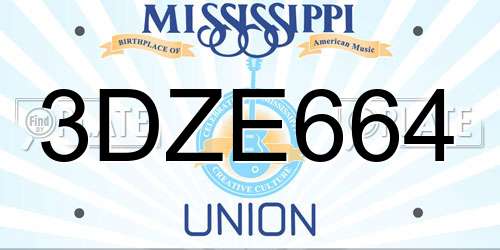 3DZE664 Mississippi License Plate