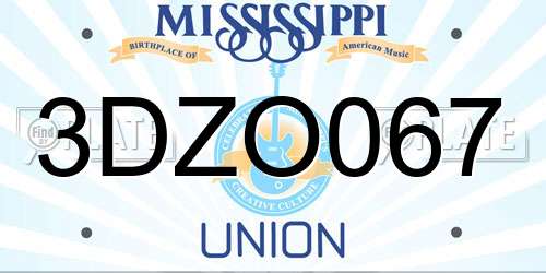 3DZO067 Mississippi License Plate