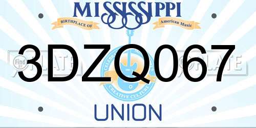 3DZQ067 Mississippi License Plate