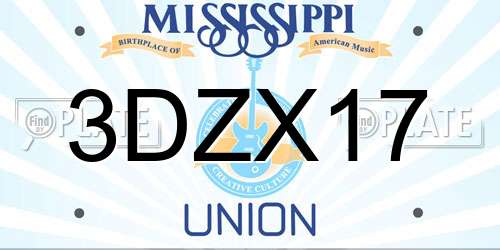 3DZX17 Mississippi License Plate