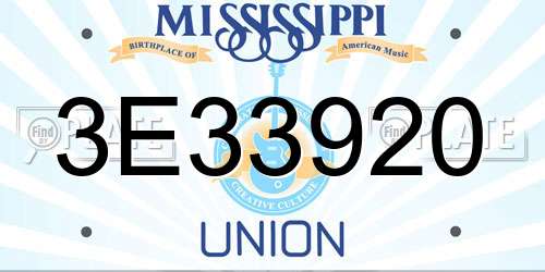 3E33920 Mississippi License Plate