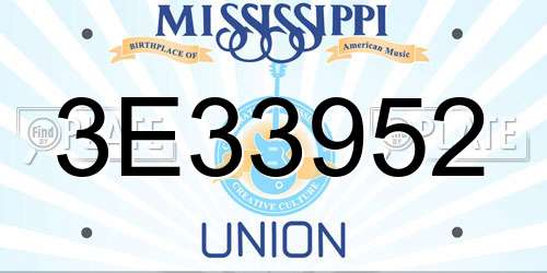 3E33952 Mississippi License Plate
