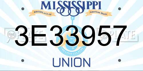 3E33957 Mississippi License Plate