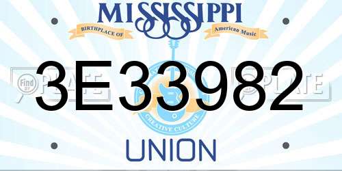 3E33982 Mississippi License Plate