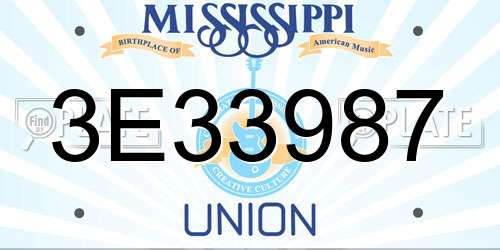 3E33987 Mississippi License Plate