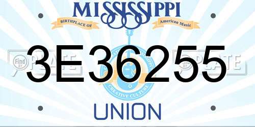 3E36255 Mississippi License Plate