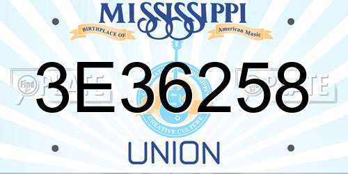 3E36258 Mississippi License Plate