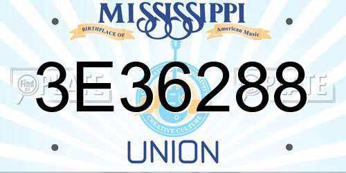 3E36288 Mississippi License Plate