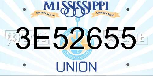 3E52655 Mississippi License Plate