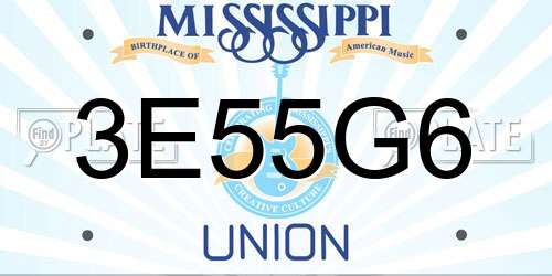 3E55G6 Mississippi License Plate