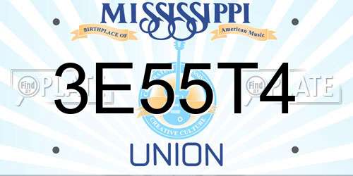 3E55T4 Mississippi License Plate