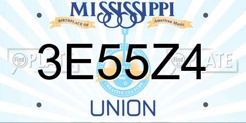 3E55Z4 Mississippi License Plate