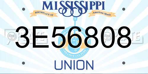 3E56808 Mississippi License Plate